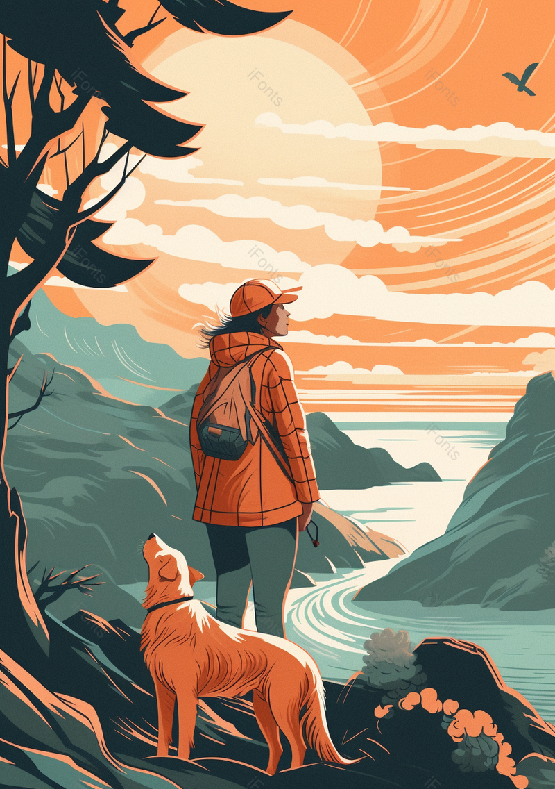 和狗狗郊外游玩的背景,插画/手绘图,插画/手绘图库,插画/手绘图下载,插画/手绘